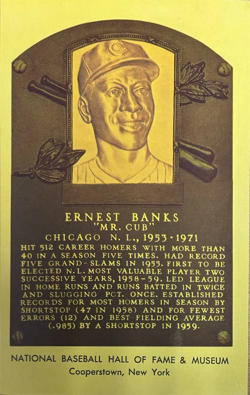 Ernie Banks MLB Hall Of Fame Gold Postcard