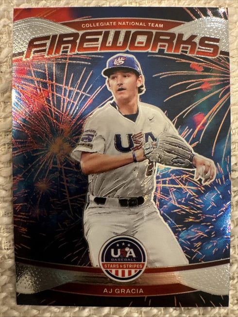 2026 Panini USA Baseball Stars & Stripes - Fireworks AJ Gracia #14 (RC)