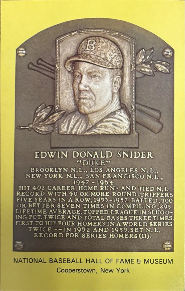 Duke Snider MLB Hall Of Fame Gold Postcard