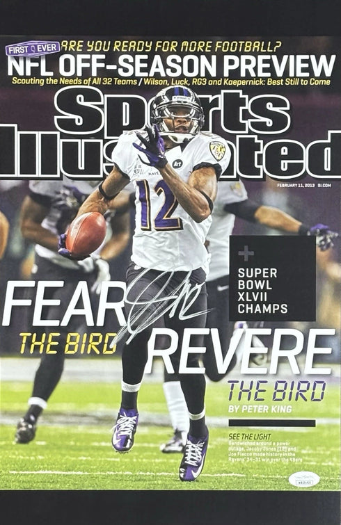 Baltimore Ravens Jacoby Jones Signed 11x17 SI Cover Silver JSA
