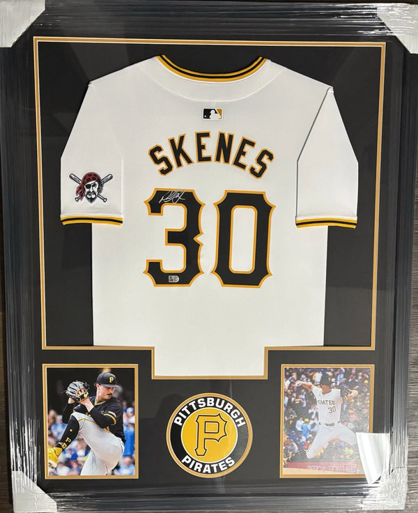 Pittsburgh Pirates Paul Skenes Signed Framed White Authentic Jersey MLB Holo