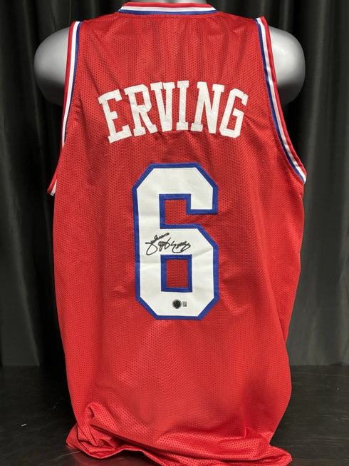 Philadelphia 76ers Julius Erving Signed Red Jersey Beckett