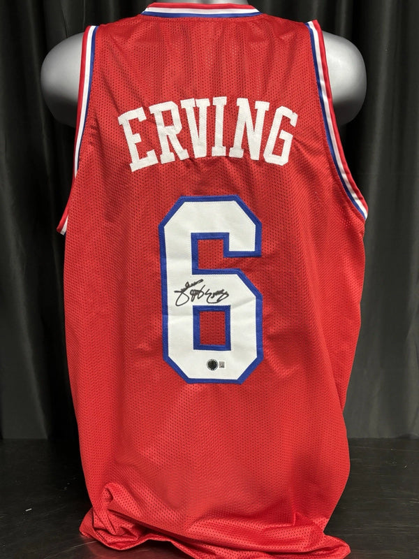 Philadelphia 76ers Julius Erving Signed Red Jersey Beckett