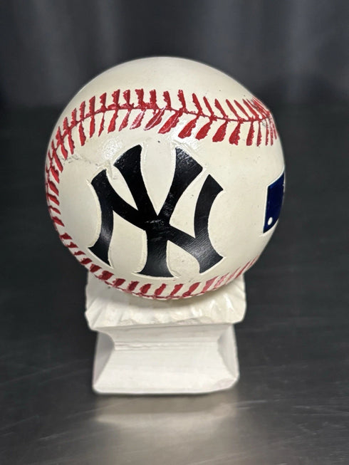 New York Yankees Hand Made Hand Painted Stone Baseball With Stand