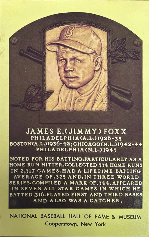 Jimmy Foxx MLB Hall Of Fame Gold Postcard
