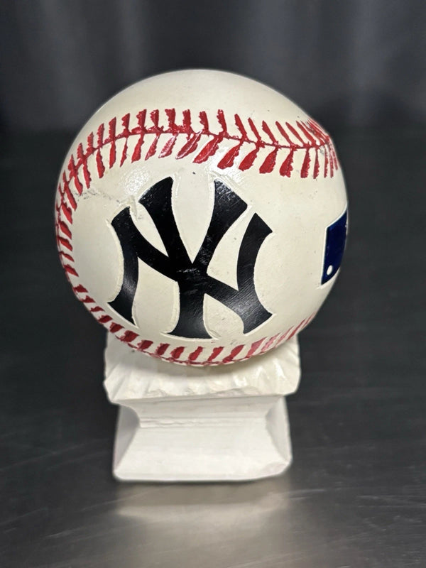 New York Yankees Hand Made Hand Painted Stone Baseball With Stand