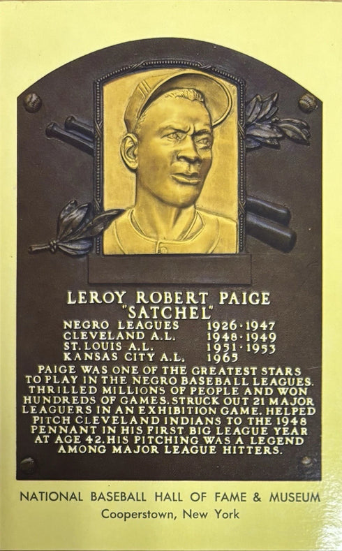 Satchel Paige MLB Hall Of Fame Gold Postcard