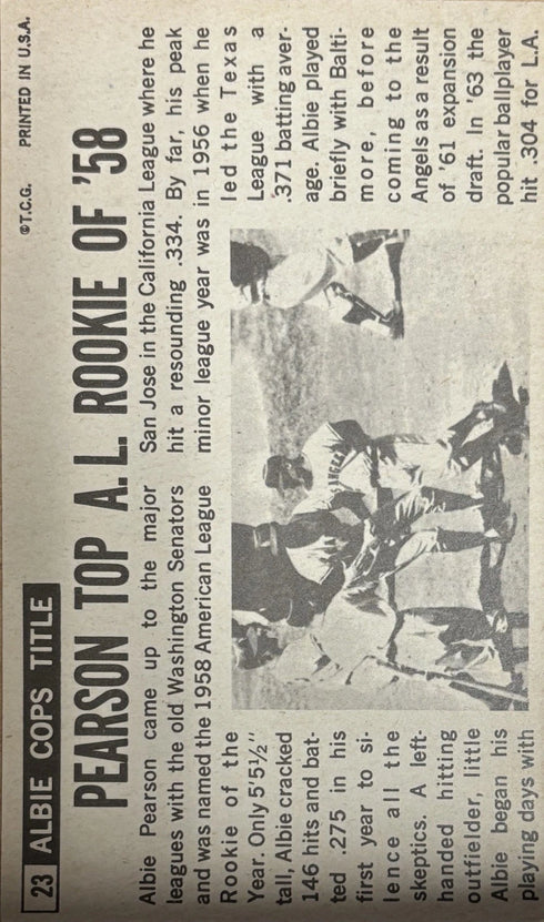 1964 Topps Oversized Albie Pearson Los Angeles Angels #23