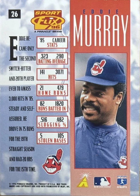 1996 Pinnacle Eddie Murray Cleveland Indians Sportflix 96 #26