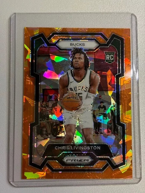 Panini Prizm Chris Livingston Rookie Orange Cracked Ice Prizm RC Bucks SP