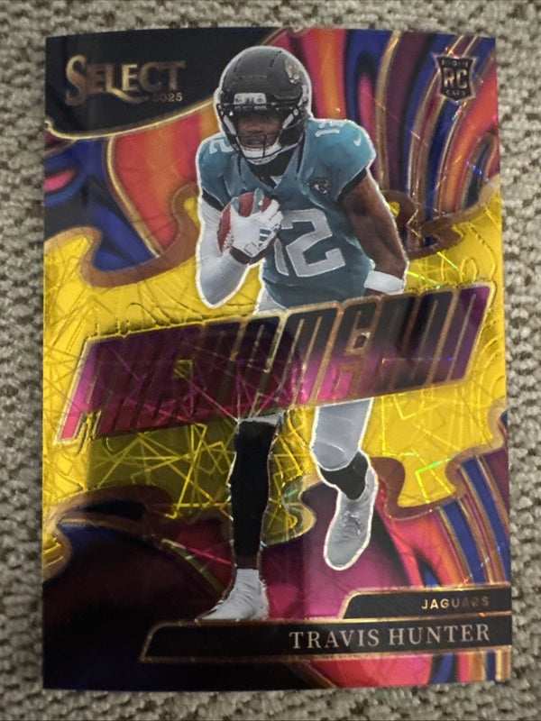2025 Panini Select TRAVIS HUNTER PHENOMENON TRUE GOLD Prizm /10 Jaguars RC