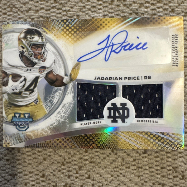 2025 Bowman Best University Jadarian Price Dual Patch Auto - Notre Dame