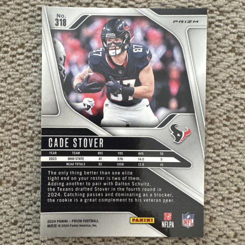 2024 Cade Stover Rookie Card - Panini Prizm Green Wave Prizm #318 Texans