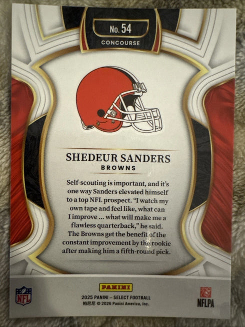 2025 Select Shedeur Sanders Concourse Level Base RC #54 Cleveland Browns