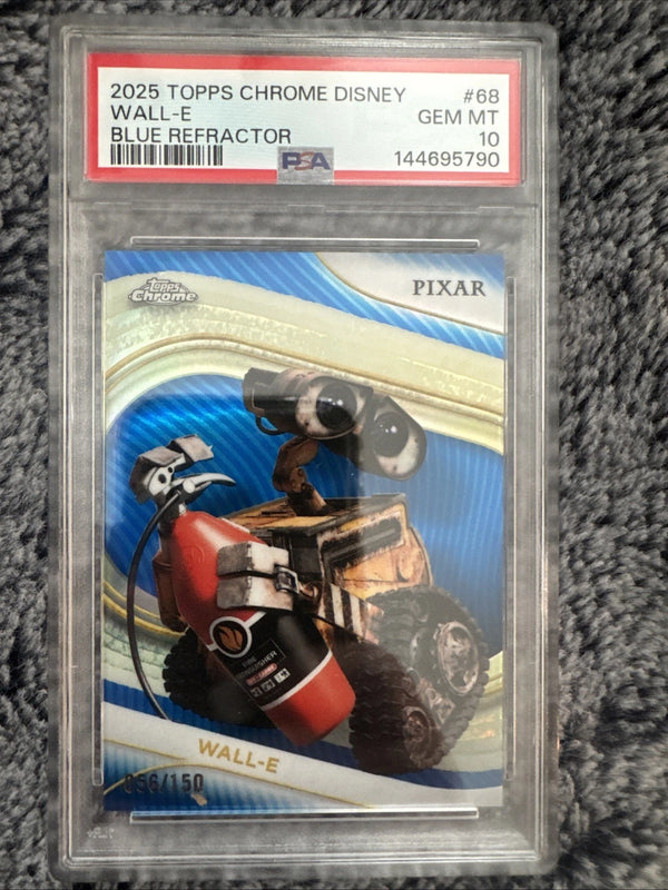 2025 Topps Chrome Disney Pixar WALL-E Blue Refractor /150 #68 PSA 10