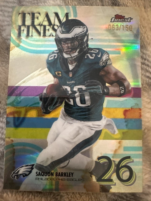 2025 Topps Finest Football - Saquon Barkley #TF-5 Team Finest REFRACTOR /150