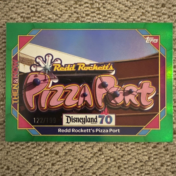 Topps Disneyland 70th Anniversary Red Rockett's Pizza Port Green Holo /199