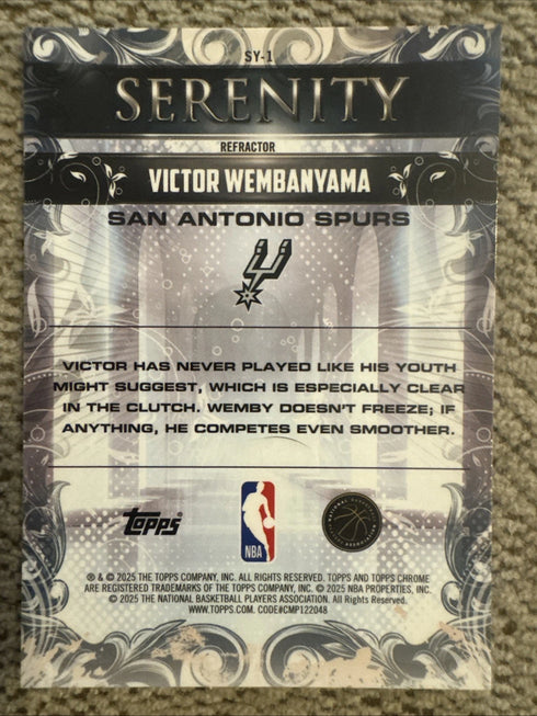 Topps Chrome 2025-26 Victor Wembanyama #SY-1 San Antonio Spurs Serenity Insert