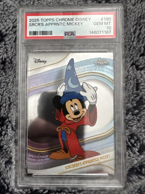 2025 TOPPS CHROME DISNEY #190 SORCERER'S APPRENTICE MICKEY PSA 10