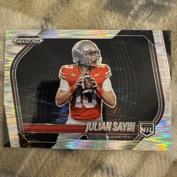 2025 Panini Prizm Julian Sayin Black Silver Shimmer NIL Rookie /249. #192 OSU
