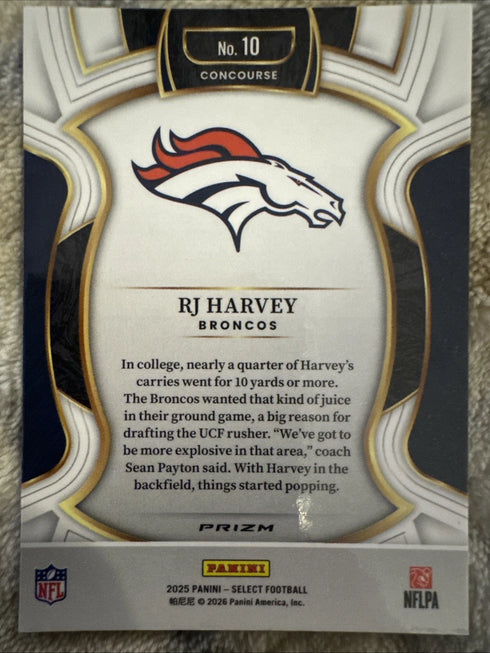2025 Panini Select - Concourse RJ Harvey #10 Pink Shock Prizm (RC)