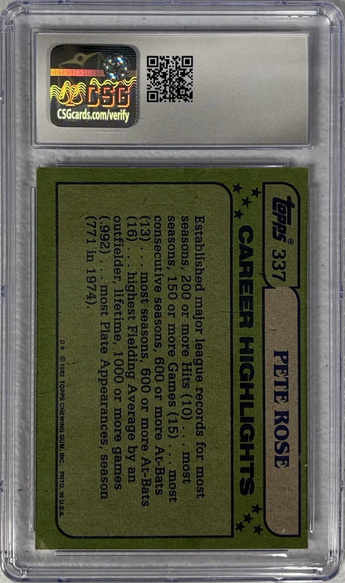 1982 Topps Pete Rose Cincinnati Reds All Star #337 CSG 7