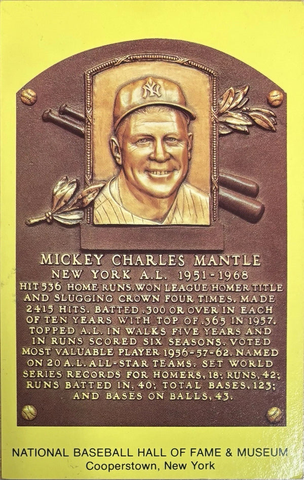 Mickey Mantle MLB Hall Of Fame Gold Postcard