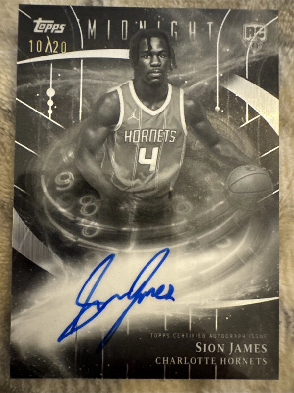 2025-26 Topps Midnight Sion James Stroke Of Midnight RC Auto Equinox #SMR-SJ /20