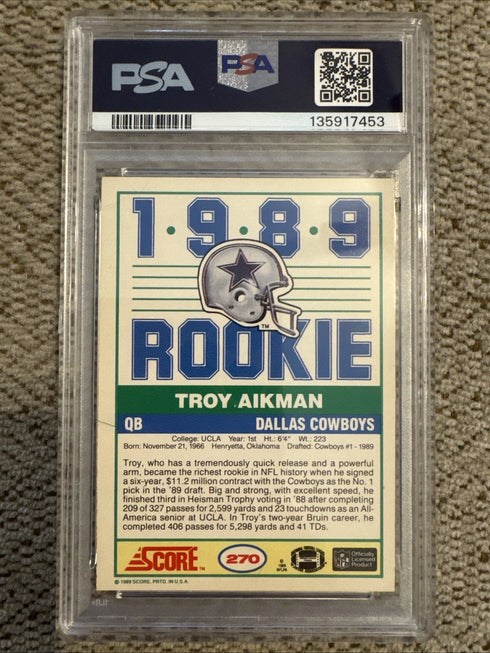 1989 Score - 1989 Rookie Troy Aikman #270 (RC) PSA 6