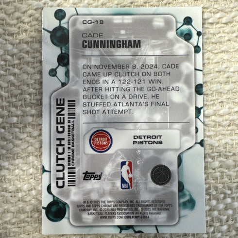2025-26 Topps Chrome Cade Cunningham Clutch Gene #CG-18 Pistons