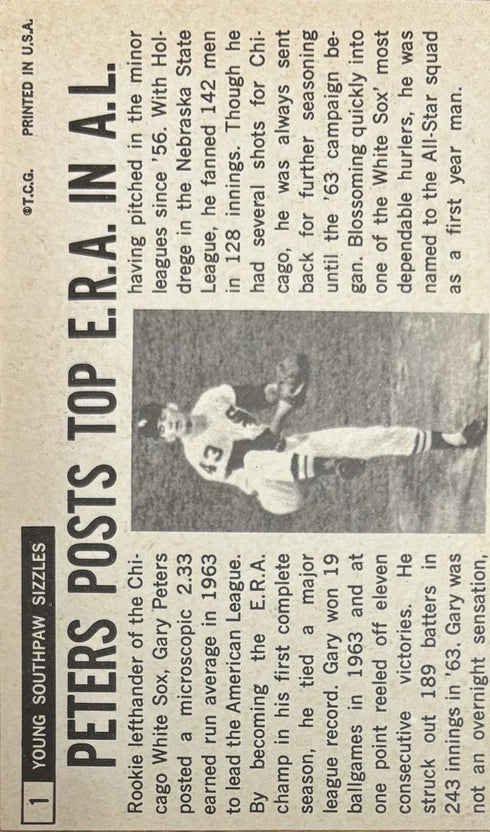 1964 Topps Oversized Gary Peters Chicago White Sox #1