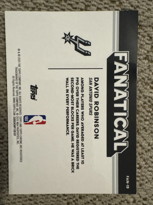 Topps 2025-26 Chrome David Robinson Fanatical SSP Insert #FAN-19 Spurs NBA