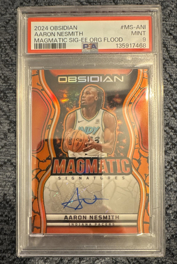 2024 Obsidian Aaron Nesmith Magmatic SIG-EE ORG FLOOD #Ms-ANI PSA 9