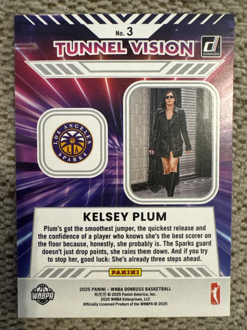 2025 Panini Donruss WNBA - Tunnel Vision Kelsey Plum #3 - Los Angeles Sparks