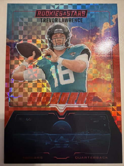 2025 Panini Rookies & Stars Airborne Trevor Lawrence #6 Red Plaid Prizm Jaguars