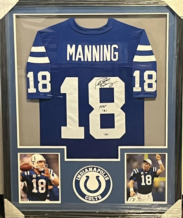 Colts Peyton Manning Signed/Inscribed Framed Jersey Fanatics COA