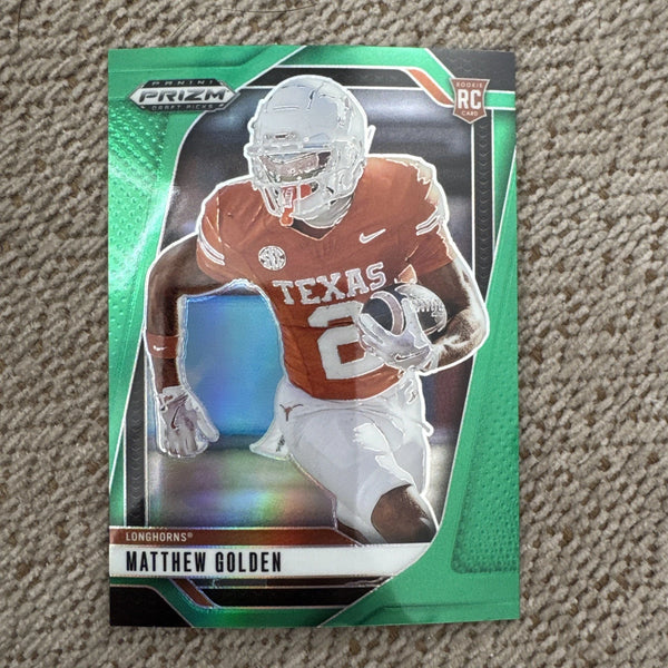 2025 Panini Prizm Draft Picks - Matthew Golden Green Prizm RC #130 Longhorns