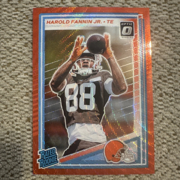 Panini Donruss Rated Rookie Optic Red Wave Prizm Harold Fannin Jr. #373 Browns