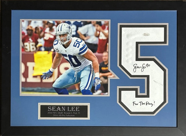 Dallas Cowboys Sean Lee Signed Framed Inscr Jersey Number JSA
