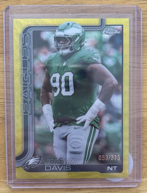 2025 Topps Chrome Jordan Davis Yellow Wave Refractor /275 Eagles