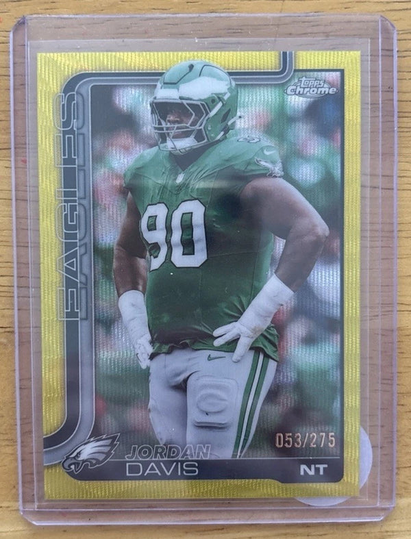 2025 Topps Chrome Jordan Davis Yellow Wave Refractor /275 Eagles