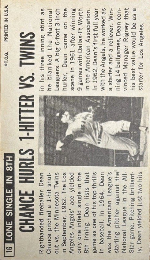 1964 Topps Oversized Dean Chance Los Angeles Angels #16