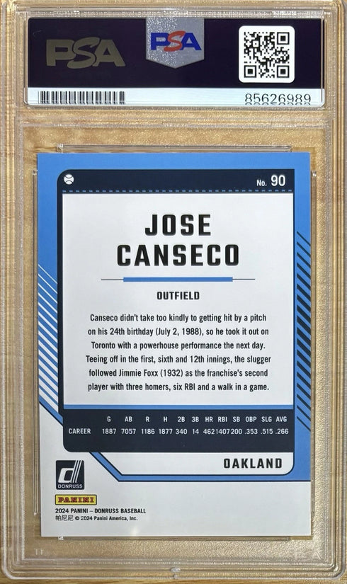 2024 Donruss Jose Canseco Oakland Athletics #90 PSA Authentic Auto