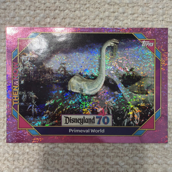 2025 Topps Disneyland 70th Anniversary Primeval World #7 Pink Foil