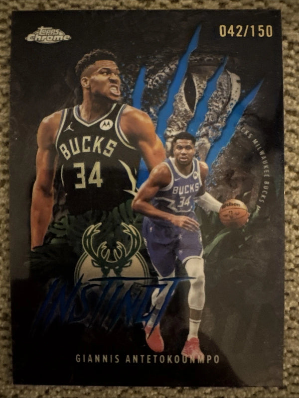 2025-26 Topps Chrome Basketball Giannis Instinct Blue Refractors /150 #INS-4