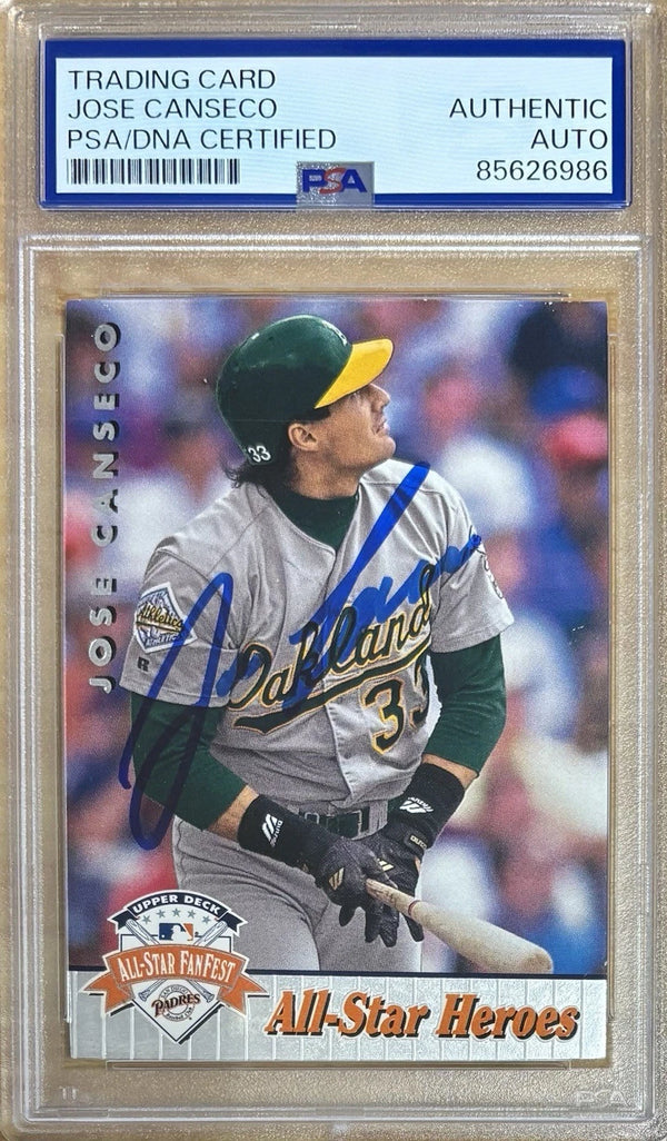 1989 Upper Deck Jose Canseco Oakland Athletics AS Hereos #17 PSA Authentic Auto