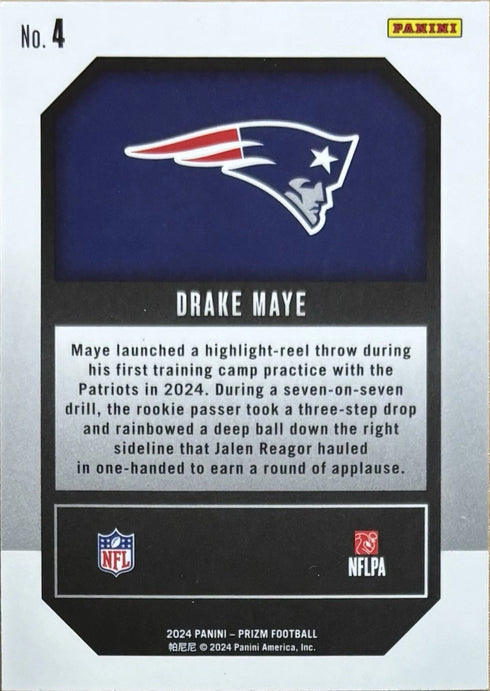 2024 Prizm Drake Maye New England Patriots Emergent Rookie #4