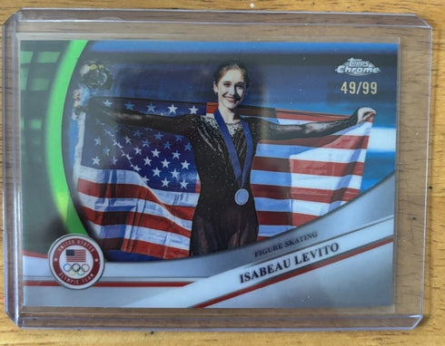 2026 Topps Chrome USA Winter Olympics -Green Refractor #173 Isabeau Levito /99