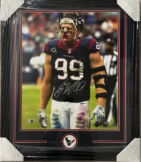 JJ Watt Signed 16x20 Framed Texans Player Hologram Cert