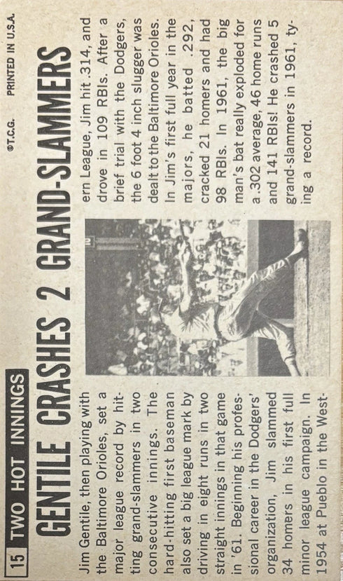 1964 Topps Oversized Jim Gentile Kansas City Athletics #15